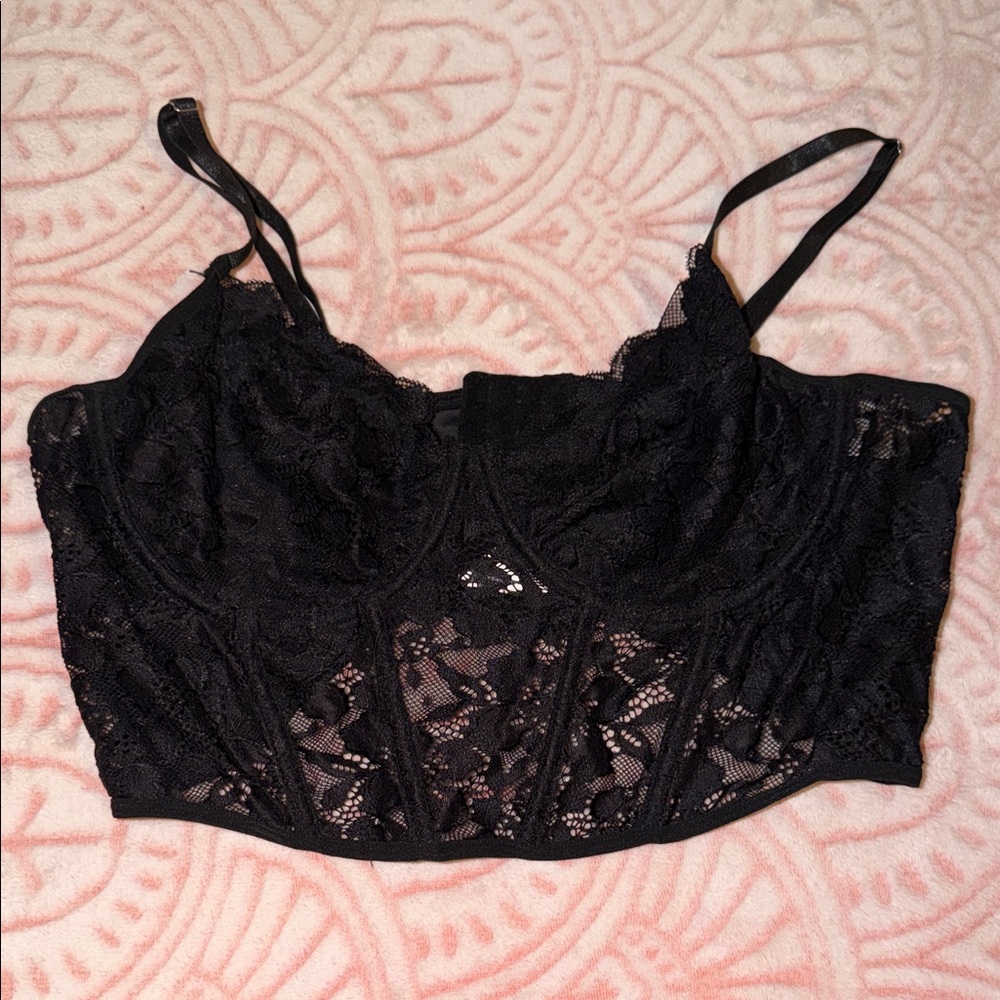 Amazon Black Lace Longline corset top